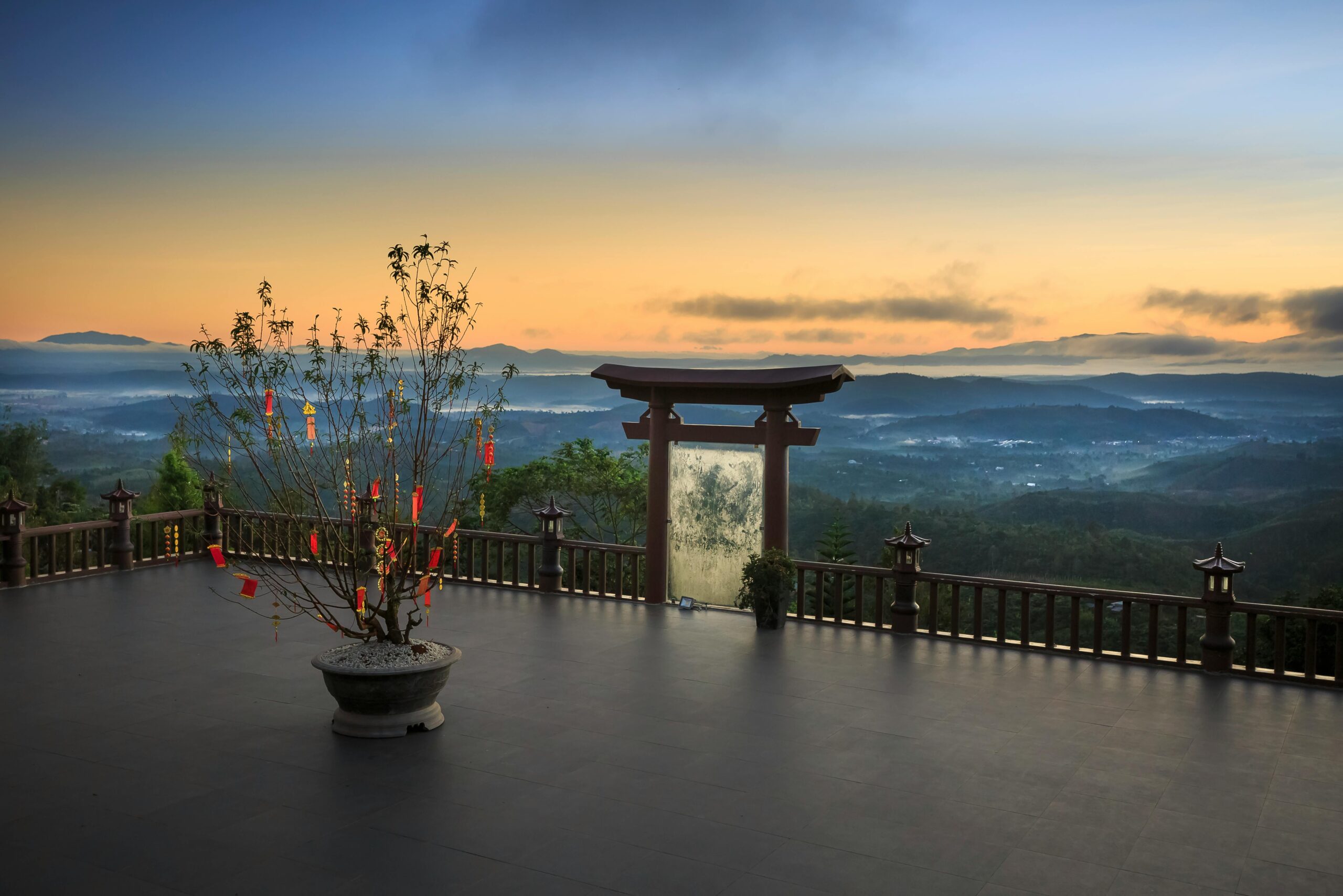 A beautiful deck at sunrise, perfect for deck painting St Augustine FL. The expansive view highlights the serene outdoor living space.