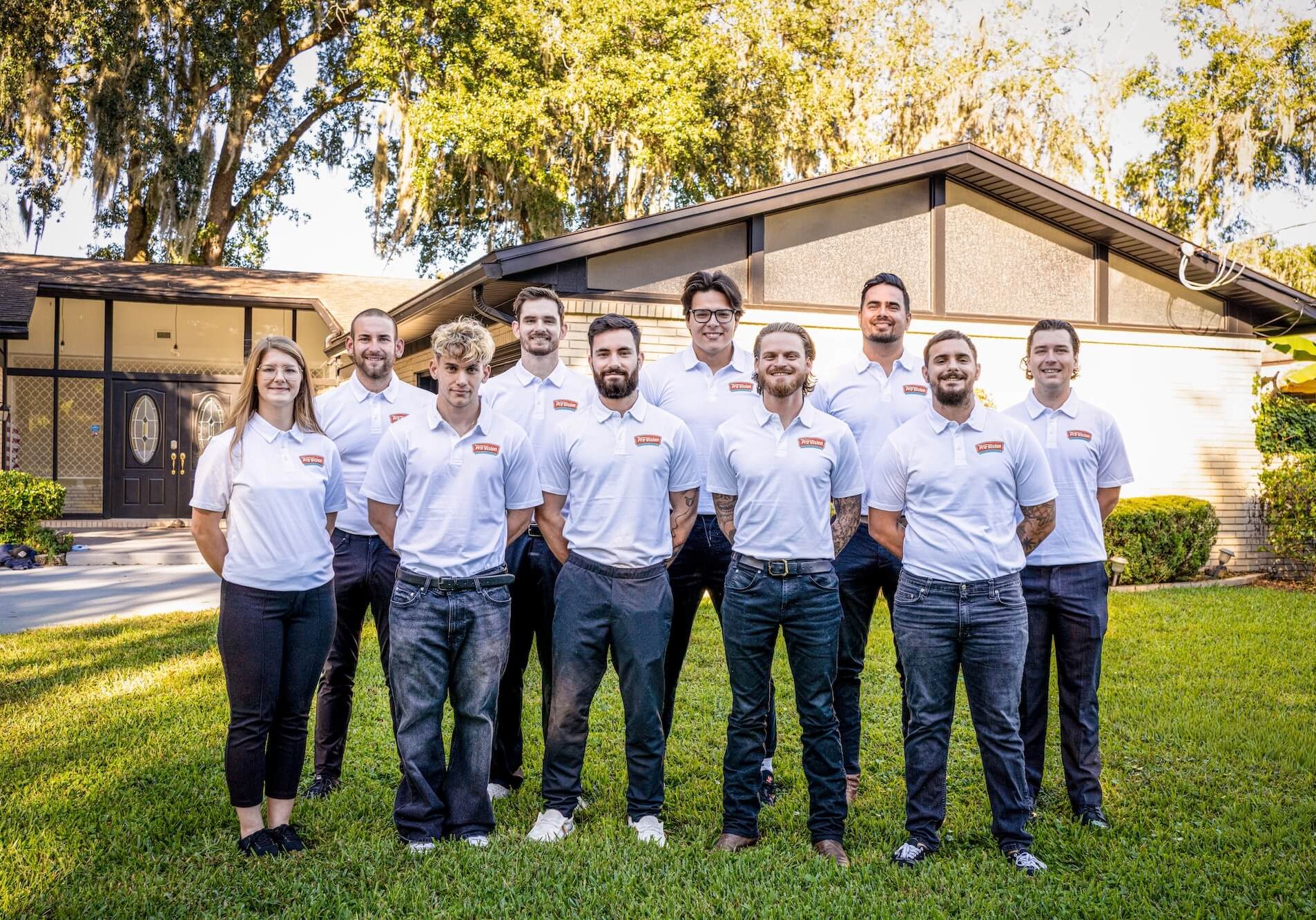 pro-vision painting team standing in front of finished home painting project in jacksonville fl
